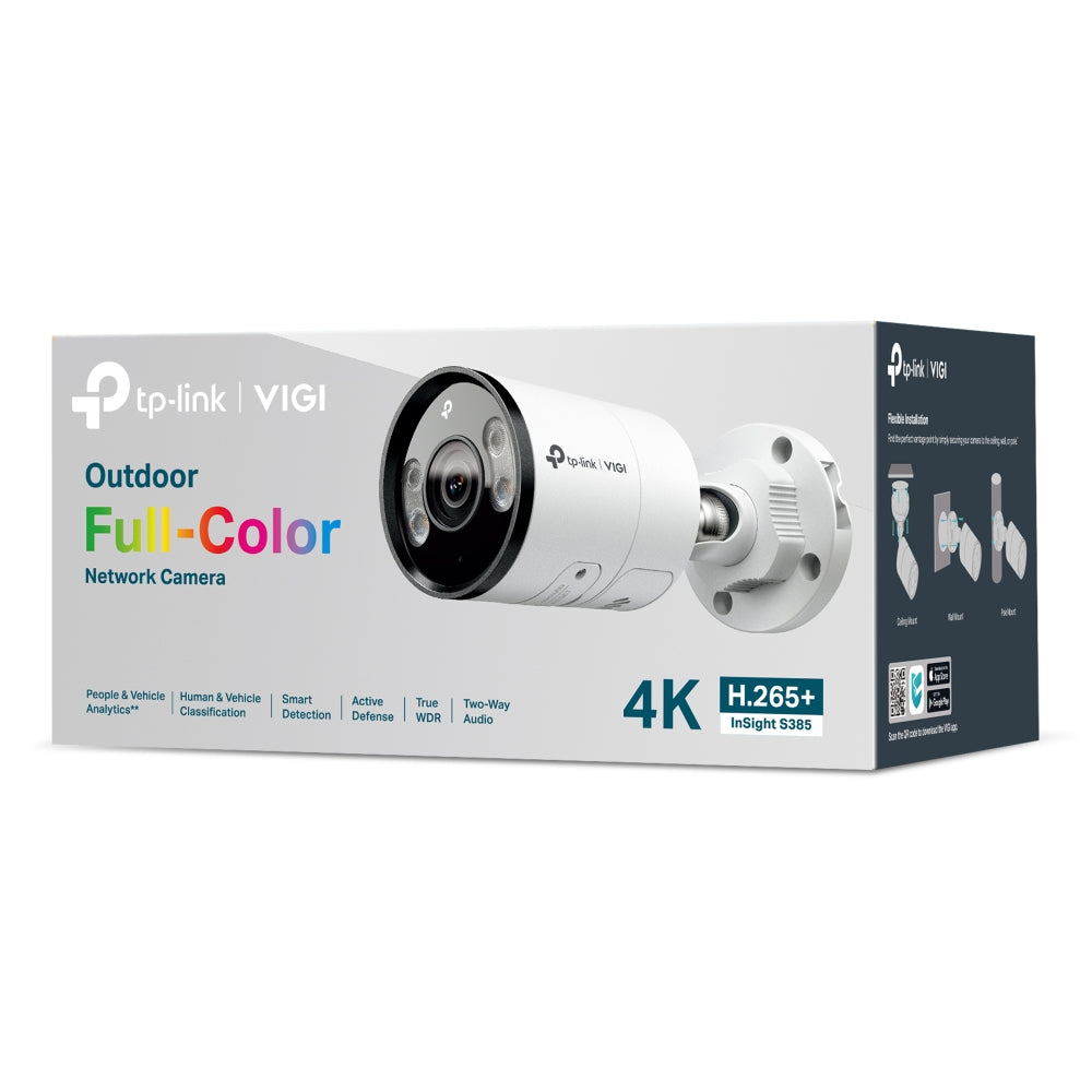 TP-Link VIGI Insight S385 4K Ultra HD 8MP Outdoor Full-Color Bullet Network IP Camera 4mm | Metal Case, IP67 Waterproof | 4mm Lens TP-Link VIGI Insight S385 4K Ultra HD 8MP Outdoor Full-Color Bullet Network IP Camera 4mm | Metal Case, IP67 Waterproof | 4mm Lens
